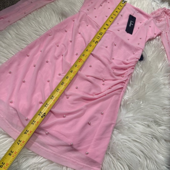 Lulus pink mini dress pearl studded square neck XS new with tag - Picture 10 of 12